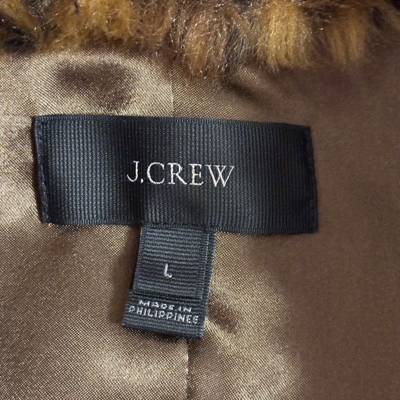 J.Crew Leopard Faux Fur Vest Brown Zip Front Size Large - Picture 2 of 9
